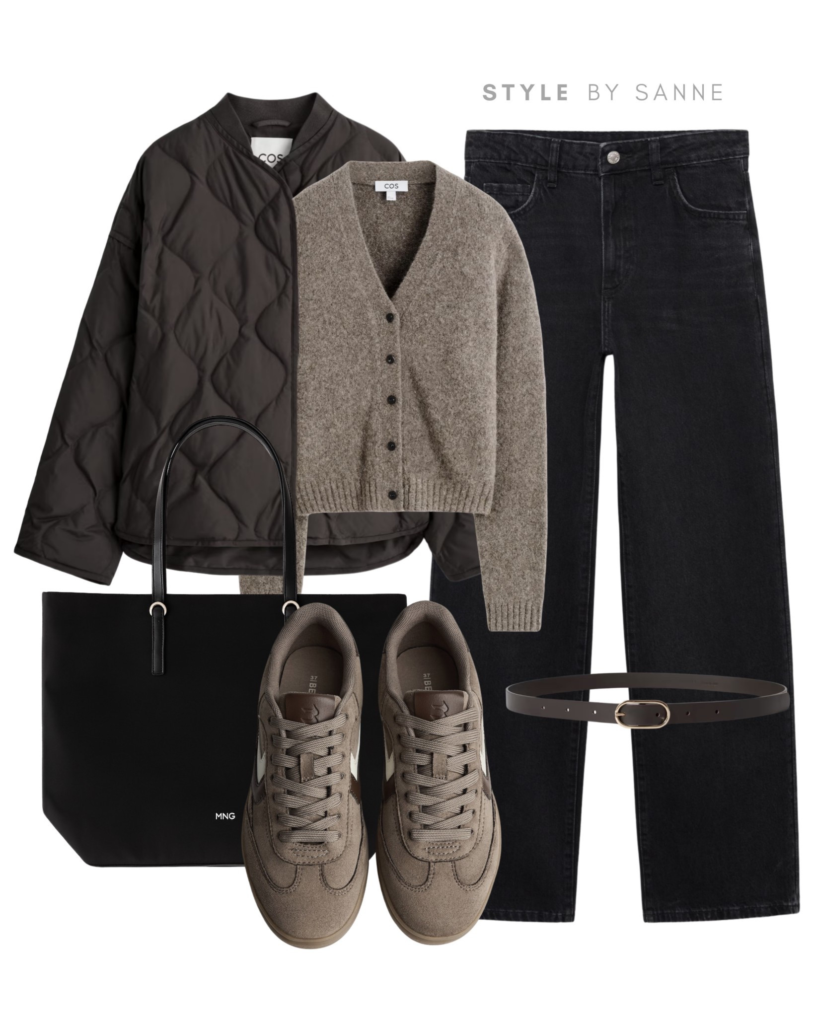 Soft neutrals, easy layers ☁️🤎
A warm taupe cardigan with black denim and a quilted jacket, simple, sleek, and wearable. Finished with suede sneakers, a slim belt, and a timeless tote.
➡️ Tap to shop all pieces now! ✨


#LTKwinter #LTKstyletip #LTKautumn