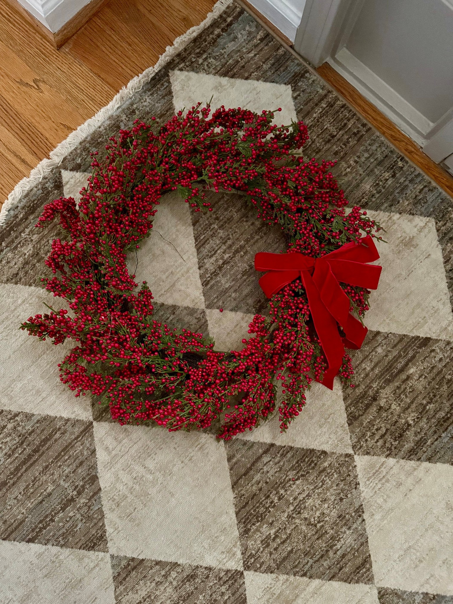This berry wreath is so beautiful- even comes with the velvet bow

I am going to hang mine on my front door- Wouk be beautiful inside or out! 
On an accent mirror 
Over a vent hood 
Over an entry table… so many options 

#LTKSeasonal #LTKHoliday #LTKHome