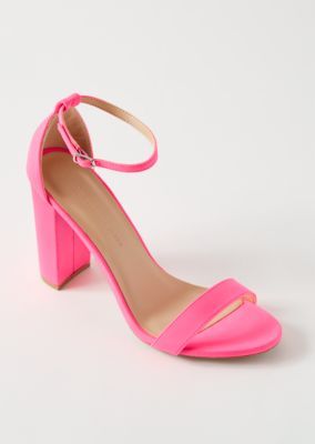 Neon Pink Open Toe Ankle Strap Heels | rue21