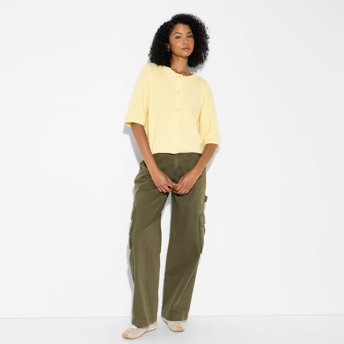 Women's Crewneck Cardigan - Wild Fable™ Yellow XS | Target