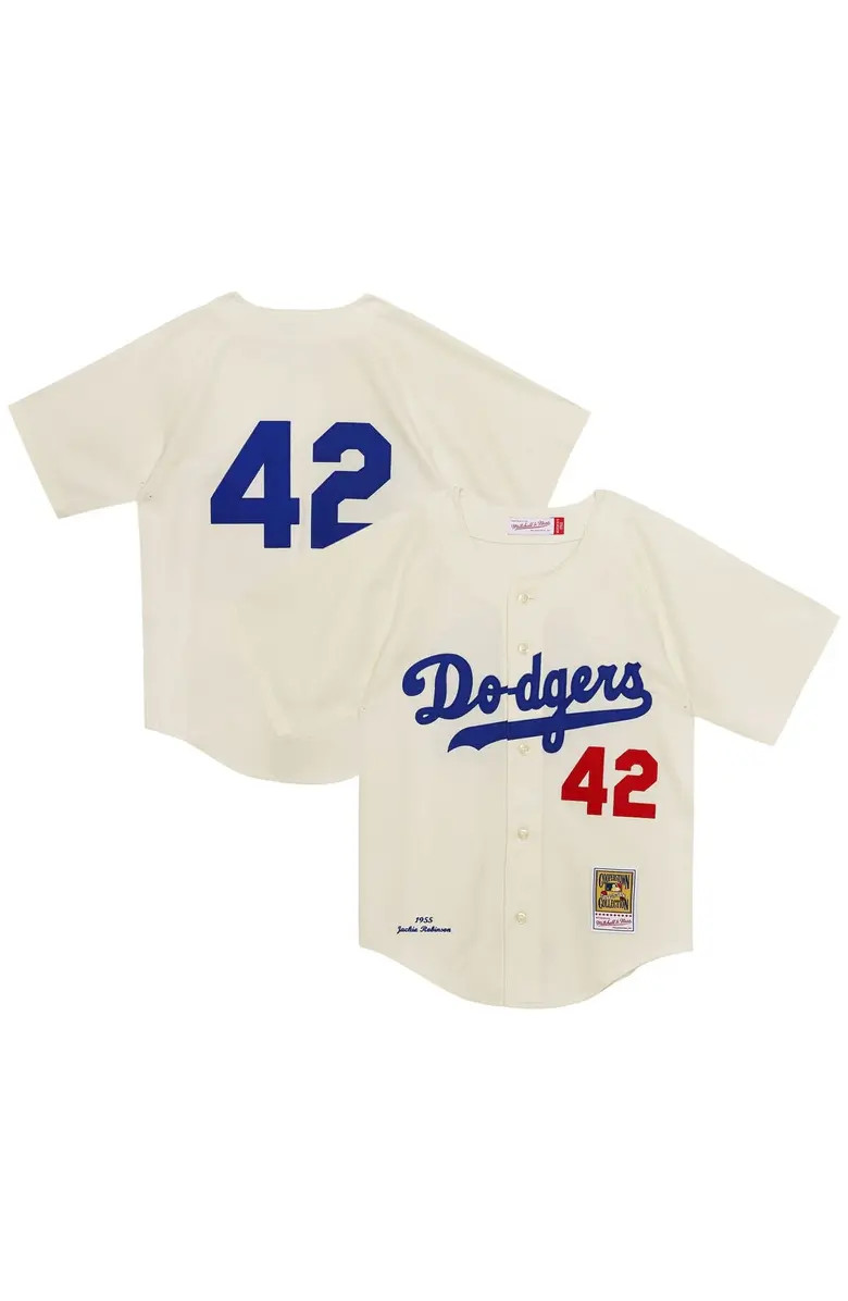 Preschool Mitchell & Ness Jackie Robinson Cream Brooklyn Dodgers 1955 Authentic Jersey | Nordstrom