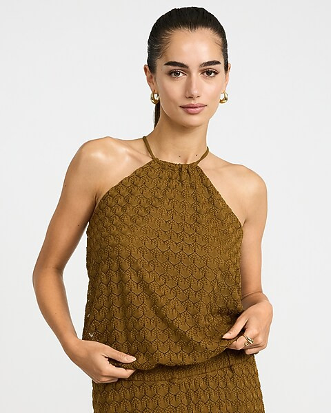 Crochet Halter Neck Bubble Cami | Express