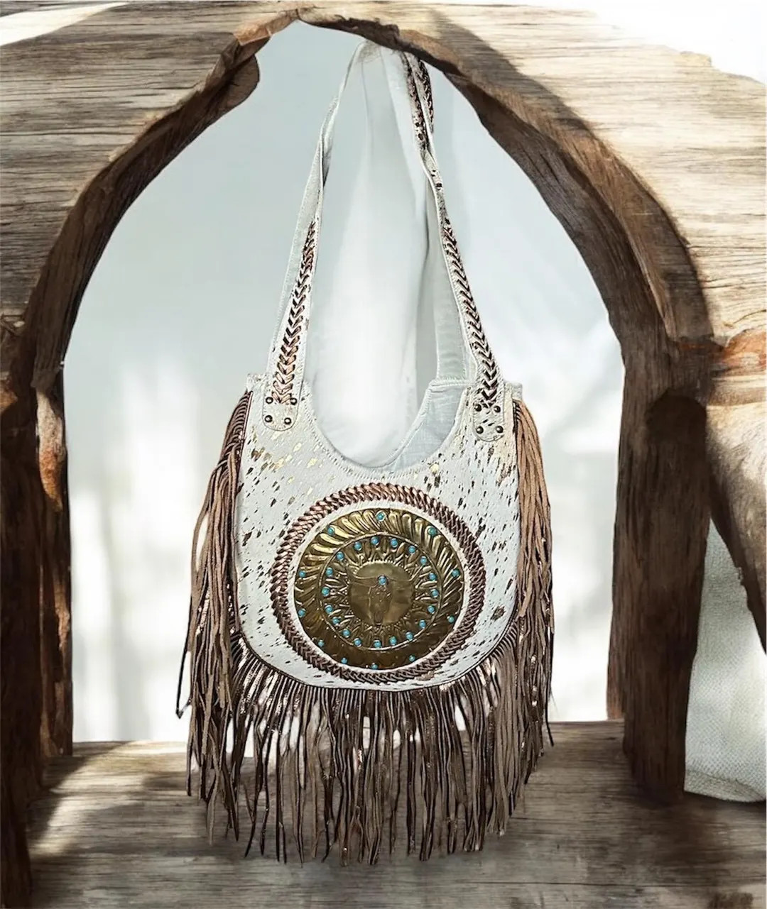 Large Black and Gold Boho Chic Ethnic Leather Bag – Handmade Indian Artisan Tote, Elegant Bohem... | Etsy (US)