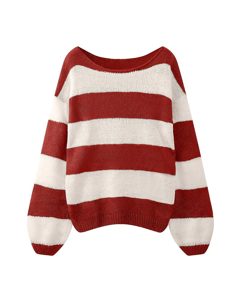 Sweaters for Womens Fall Winter Y2K Oversized Preppy Jumper Sweaters Lightweight Knit Color Block... | Amazon (US)