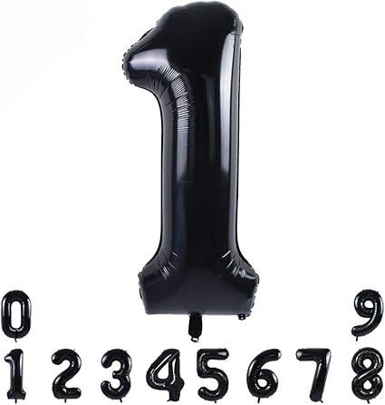 40 Inch Black Large Numbers Balloons Number 1 Digit 1 Helium Balloons,Foil Mylar Big Number Ballo... | Amazon (US)