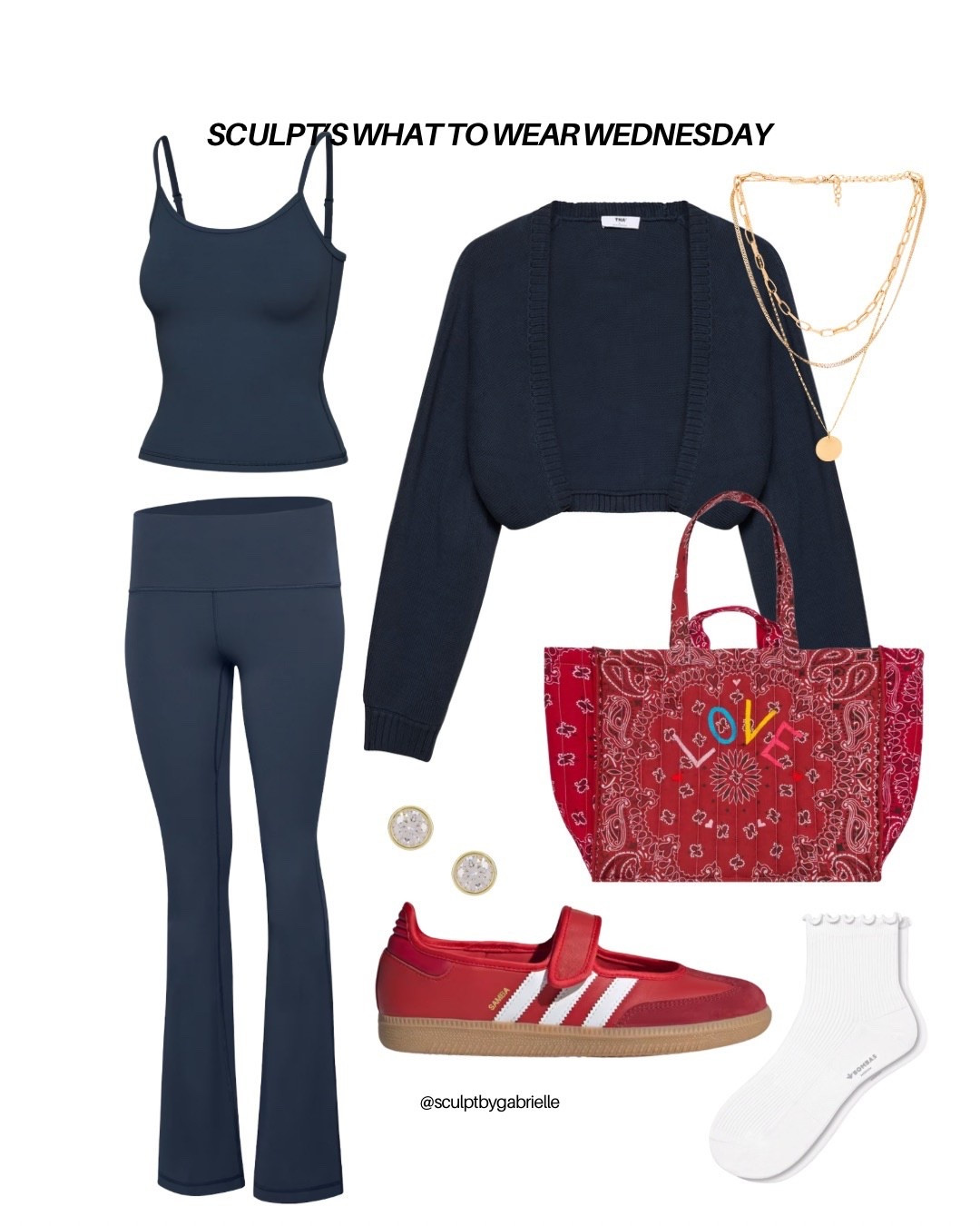 Navy pilates outfit with pops for red for winter 

Pilates outfit, navy matching set, red sneakers, bandana bag, navy shrug 

#LTKActive #LTKfitnessgoals