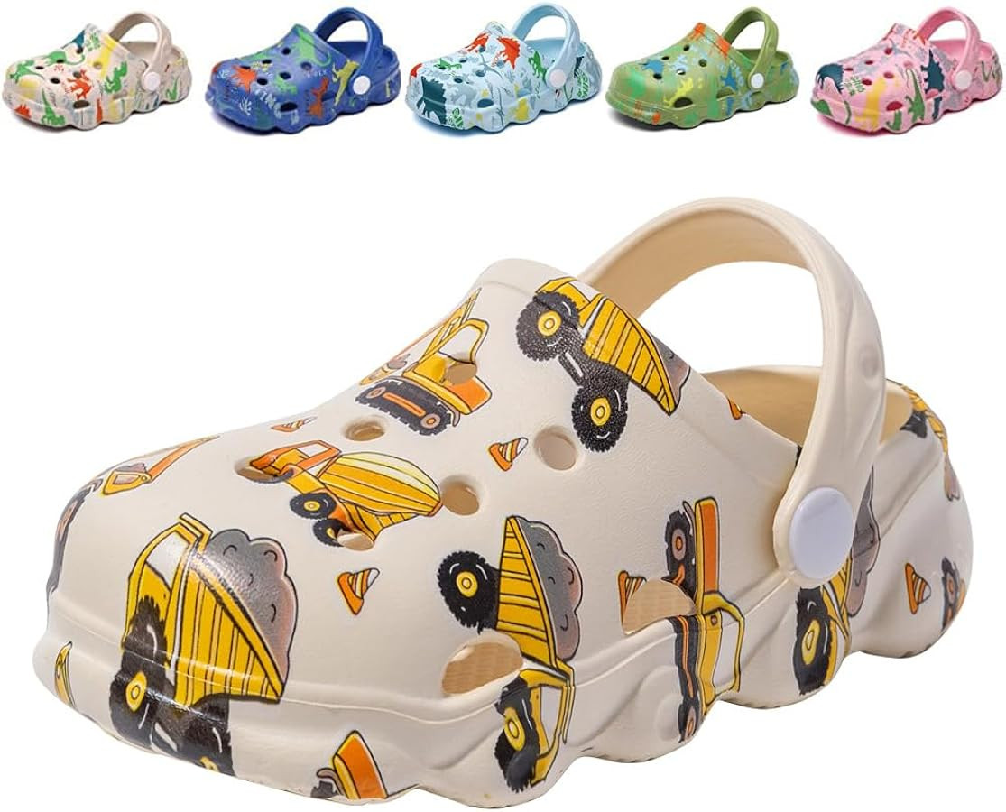 Amazon.com | Fadezar Kids Cartoon Clogs Boys Girls Toddler Dinosaur Garden Shoes Slip On Beach Po... | Amazon (US)
