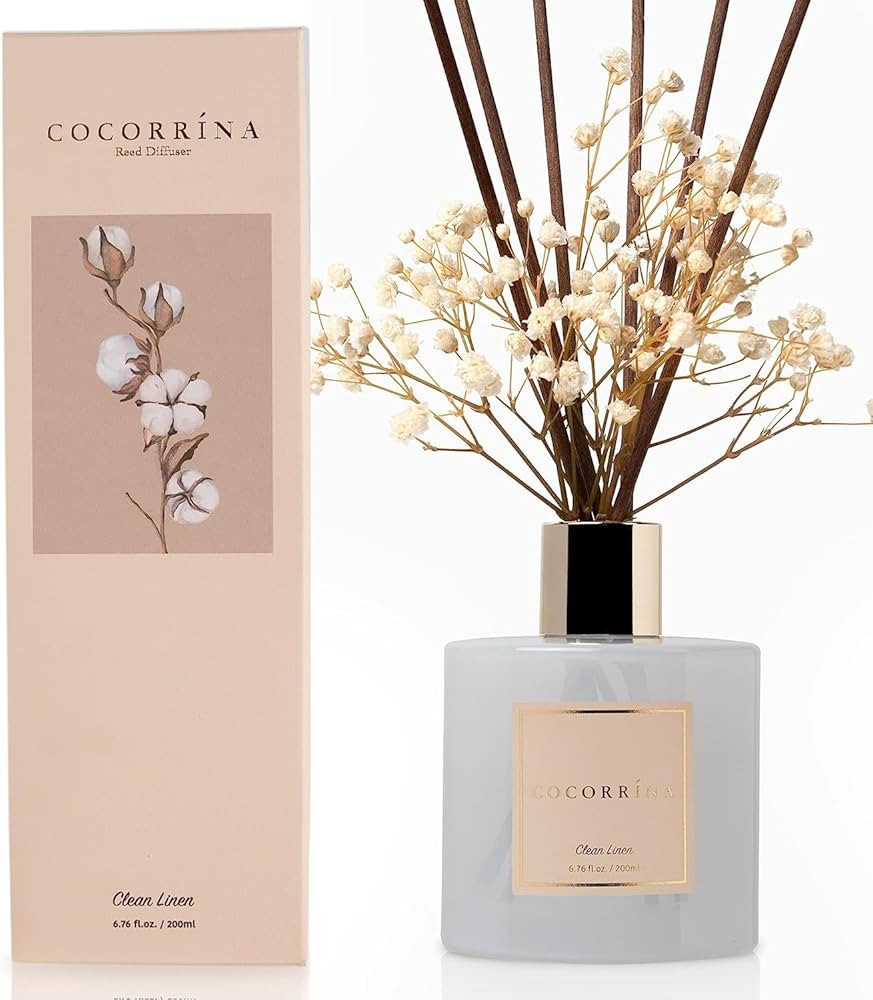 Cocorrína Room Fragrance Reed Diffuser with 8 Fragrance Sticks, 200 ml, Clean Linen, Natural, Lo... | Amazon (DE)