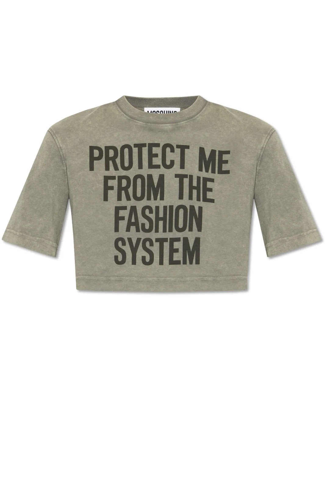 Moschino Slogan Printed Crewneck Cropped T-Shirt | Cettire Global