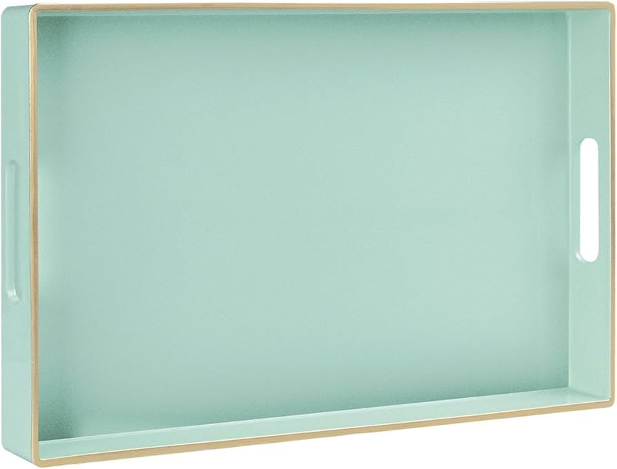 MAONAME Mint Green Serving Tray with Handles, Modern Decorative Trays for Coffee Table, Plastic R... | Amazon (US)