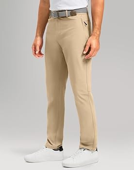 Men's Golf Pants - 30"/32"/34" Slim Fit Stretch Lightweight Dress Pants for Men with Zipper Pocke... | Amazon (US)