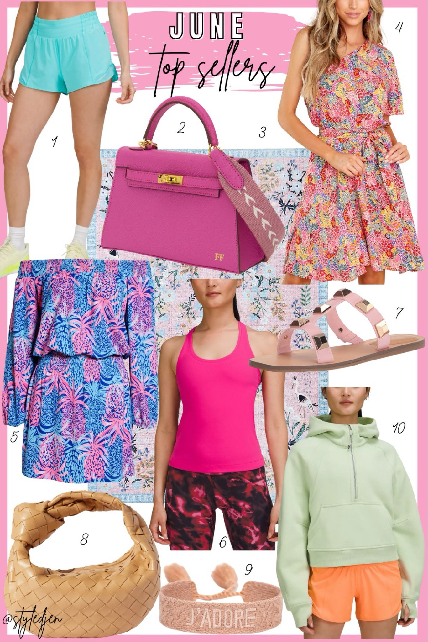 June top sellers - lilly Pulitzer romper, lily and bean hettie bag, bottega veneta mini jodie lookalike, one shoulder dress, lululemon scuba hoodie, lululemon tank, lululemon shorts, Marc fisher stud rockstud sandals, Anthropologie rug, woven bracelet 




#LTKStyleTip #LTKFindsUnder100 #LTKSeasonal