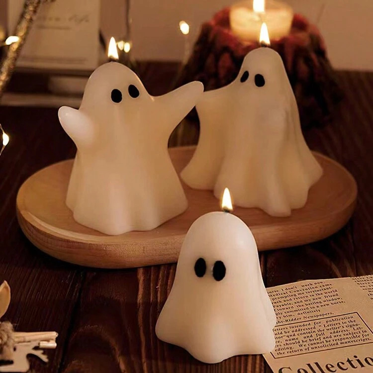 Handmade Halloween Ghost-Shaped Aromatherapy Candle Decor With Slight Color Differences | SHEIN