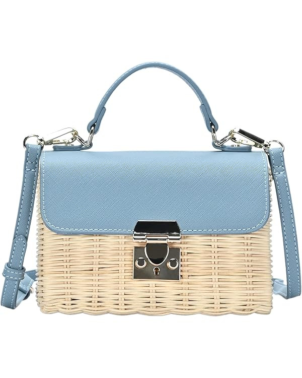 Madison West - The Madeline Crossbody Sunbleached Straw Bag Top Handle Satchel Bag for Women | Amazon (US)