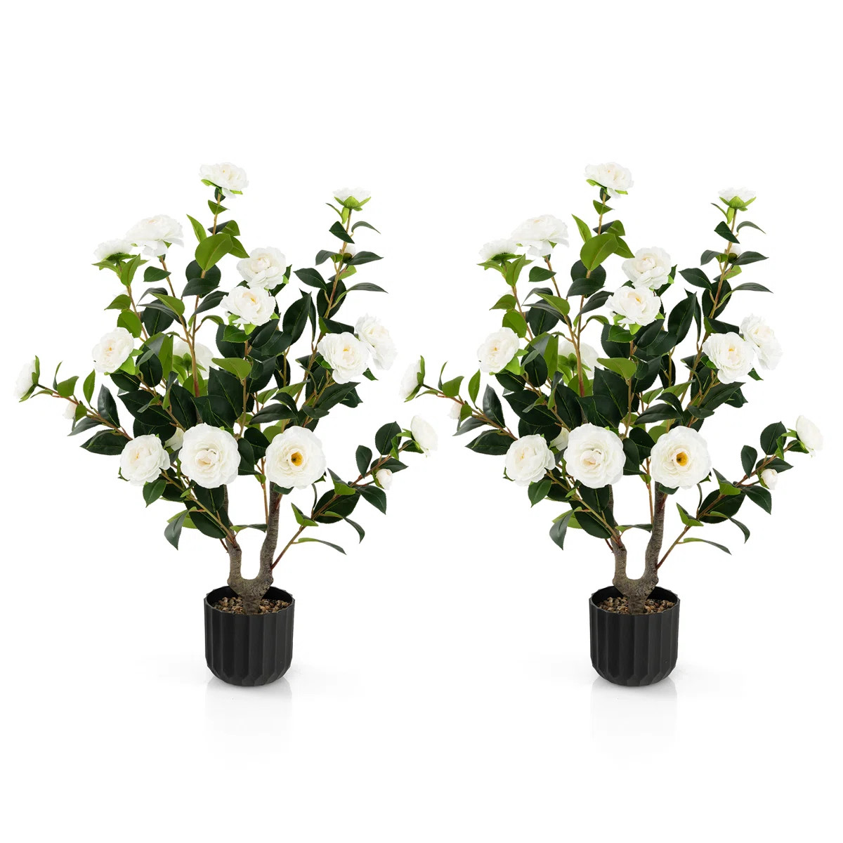 38 In. Faux Camellia Tree In Pot Decorative Plant Indoor/Outdoor | Wayfair North America