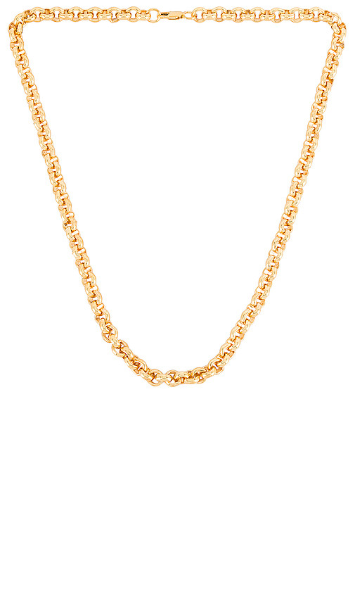 AUREUM Beige Rolo Chain Necklace in Metallic Gold. | Revolve Clothing (Global)