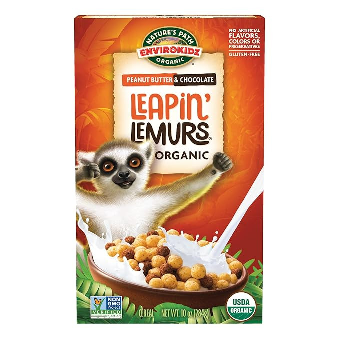 EnviroKidz Organic Leapin' Lemurs Cereal, 10 oz (Pack of 1), Peanut Butter & Chocolate, Gluten Fr... | Amazon (US)