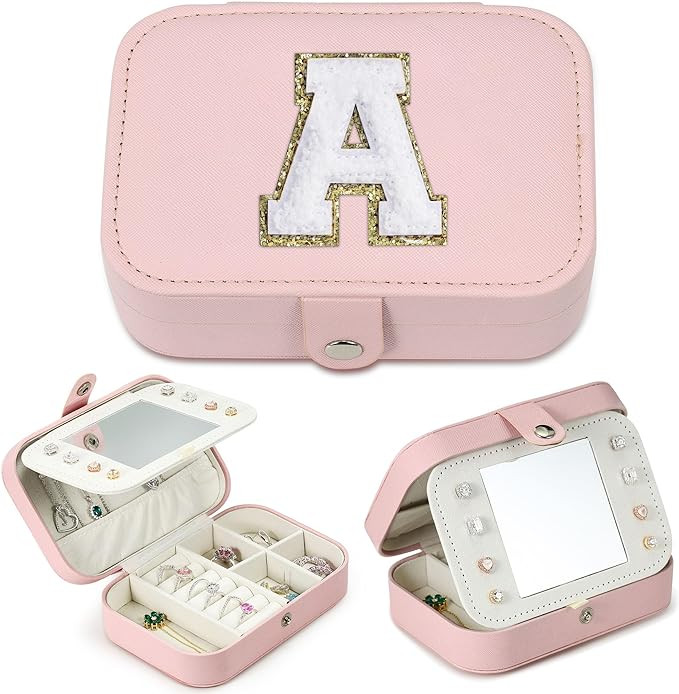 Parima Travel Jewelry Box Organizer, Pink Travel Jewelry Case for Women Girls Gifts | Girls Jewel... | Amazon (US)