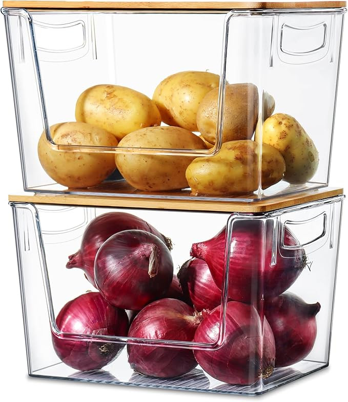 2 Set Pantry Organizer Storage Stackable Kitchen Laundry Organizers for Onion, Potato, Fruit, Pro... | Amazon (US)