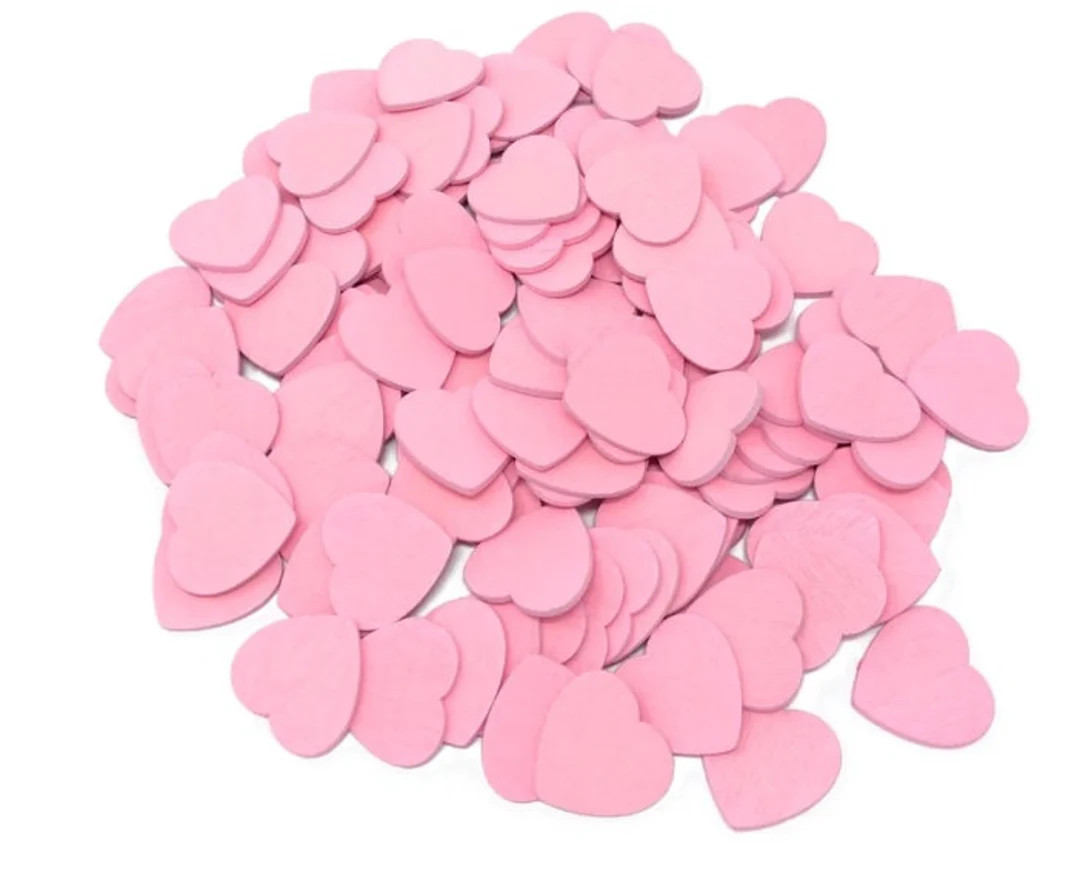 Pink Hearts, Wooden Hearts, 18mm Hearts, Wood Hearts, Heart Shapes, Love, FSC, Eco, Sustainable, | Etsy (US)