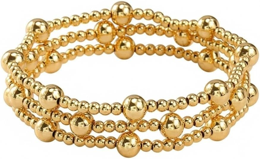 Gold Bracelet Stack for Women, Adjustable Stretch Non Tarnish Waterproof Jewelry Stackable Gold B... | Amazon (US)