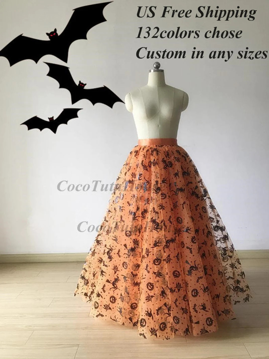 Halloween Orange Pumpkin Witch Spider Web Skull Skirt /cosplay/halloween Costume/halloween Decora... | Etsy (US)