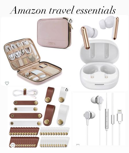 Amazon travel accessories. Phone charger cord electronics case. Rose gold wireless Bluetooth noise cancelling headphones. No tangle headphones ear buds. 

#LTKFind #LTKunder50 #LTKtravel