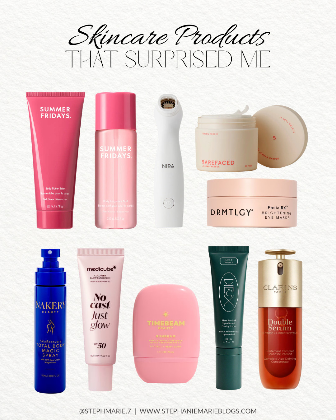 10 skincare products that genuinely surprised me! ✨ From body care and SPF to serums, eye masks, and at-home skincare devices, these ended up impressing me way more than I expected. For a full review of each check out my latest video on YouTube 🎥 StephanieMarie 

 #LTKSeasonal #LTKOver40 #LTKBeauty