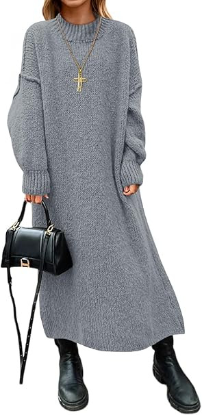 Saodimallsu Womens Oversized Sweater Dress Mock Neck Long Sleeve Casual Warm Chunky Knit Fall Win... | Amazon (US)