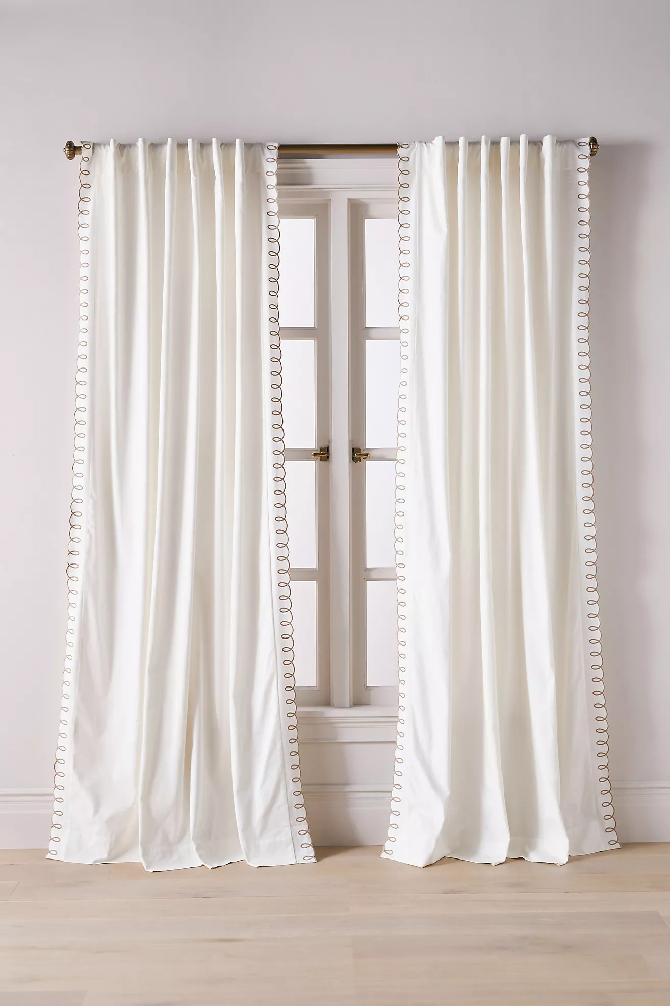 Maeve Cotton Embroidered Looped Curtain | Anthropologie (US)