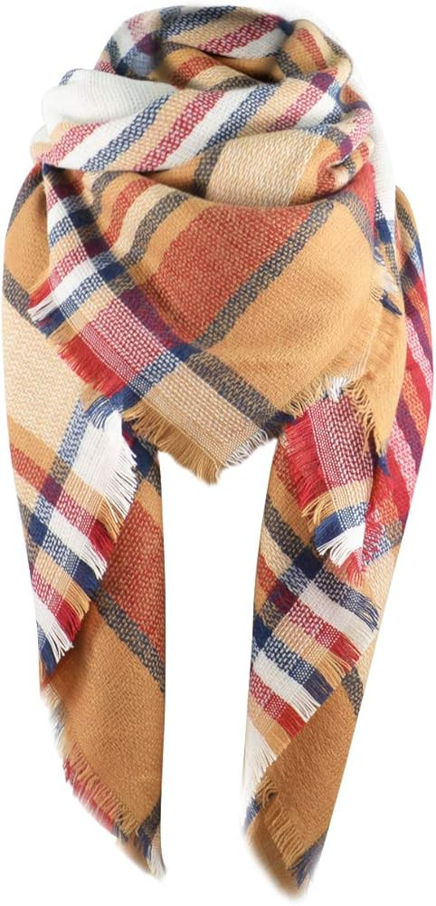American Trends Womens Fall Winter Scarf Plaid Tassel Soft Warm Blanket Scarves Womens Shawl Wrap... | Amazon (US)