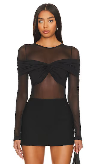 MISHA Nerida Mesh Bodysuit in Black. - size M | Revolve Clothing (Global)