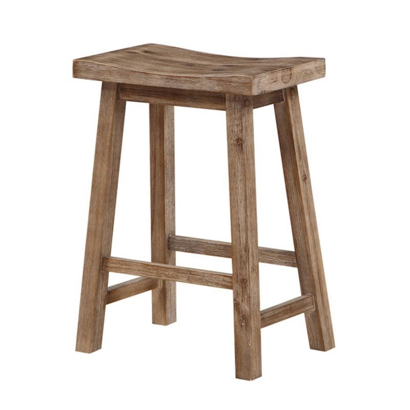 Wooden Frame Saddle Seat Counter Height Barstool with Angled Legs Gray - Benzara | Target