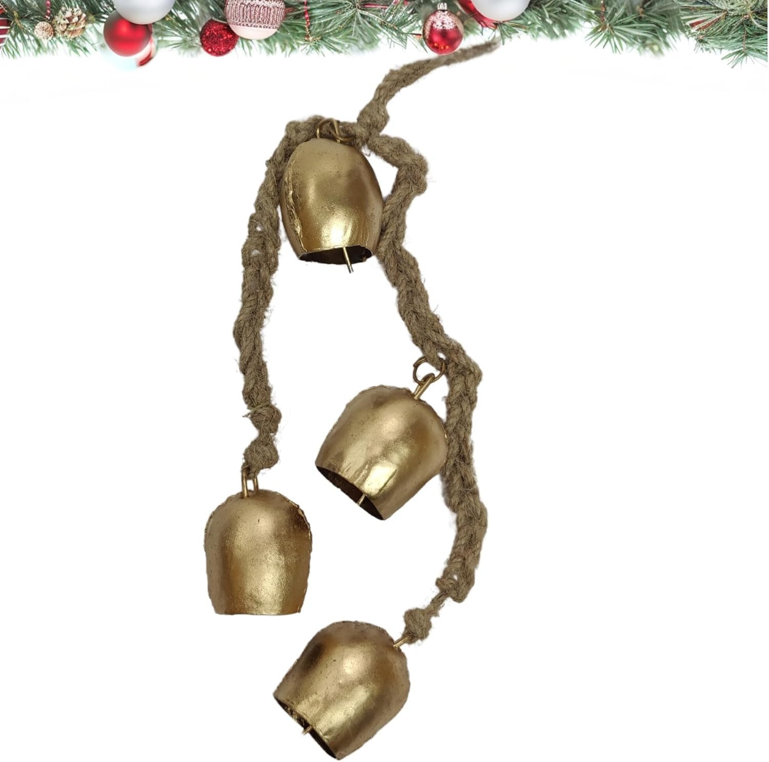 Christmas Gold Bells for Decoration Pottery barn Boho Cowbell Decor Rustic Bells Hanging Cluster ... | Amazon (US)