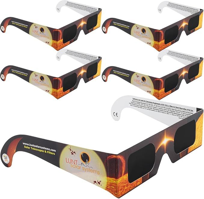 LUNT SOLAR 5 Pack Premium Eclipse Glasses, AAS Approved 2024 Solar Glasses, CE and ISO Certified,... | Amazon (US)