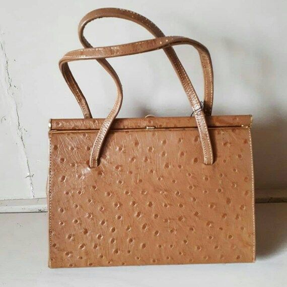 Ostrich Leather Handbag Vintage Imitation leather Bag | Etsy (US)