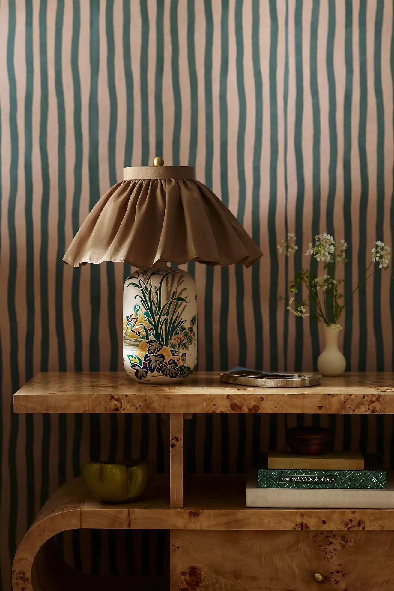Bernadette Ceramic Carved Table Lamp with Skirted Shade | Anthropologie (US)