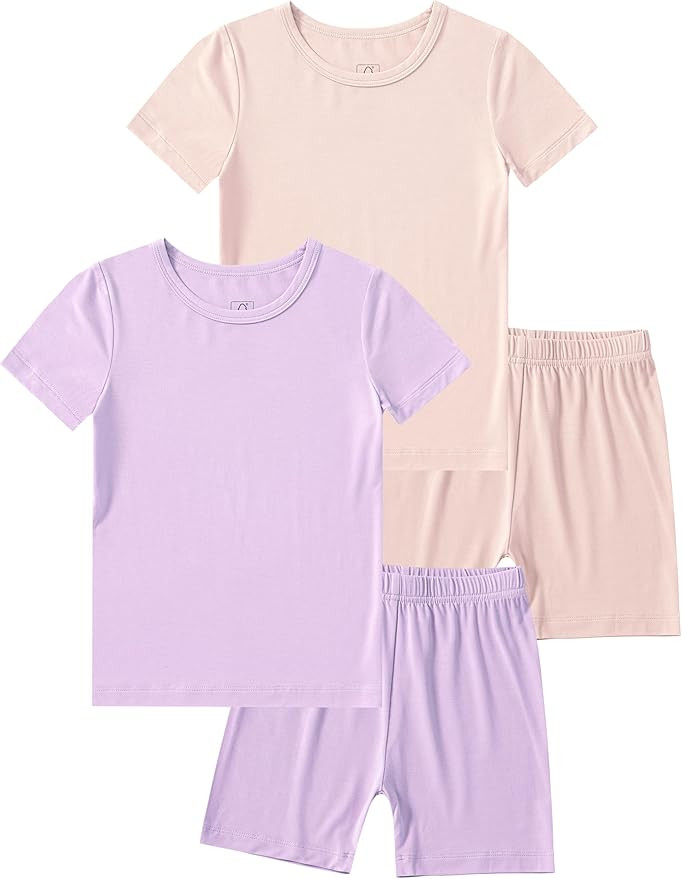 JunNeng Bamboo Viscose Toddler Pajamas,Baby Boy Girl Solid Snug Fit Short Sleeve Summer Sleepwear... | Amazon (US)
