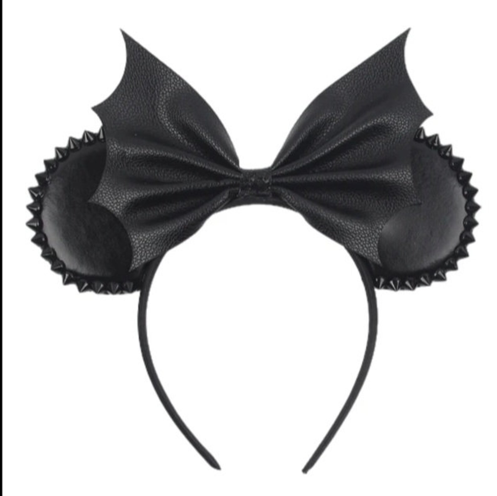 Leather Spikes Bat Mickey Ear Headband - Etsy | Etsy (US)
