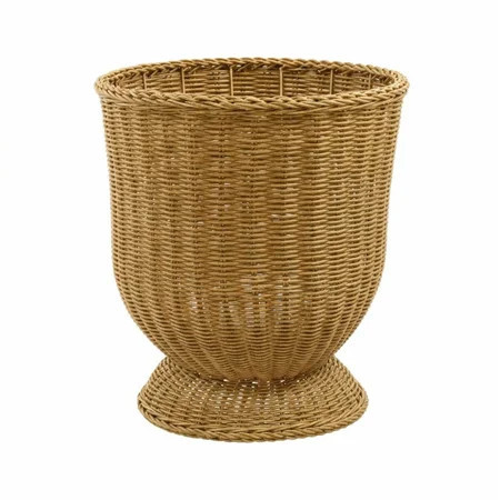 15.8" Rattan Woven Urn-Style Planter,All-Season Decorative Plant Pot for Indoor Outdoor,Rustic Pedestal Wicker Basket with Scalloped Rim,Tall Elevated Flower Pot Stand for Patio,Balcony | Walmart (US)