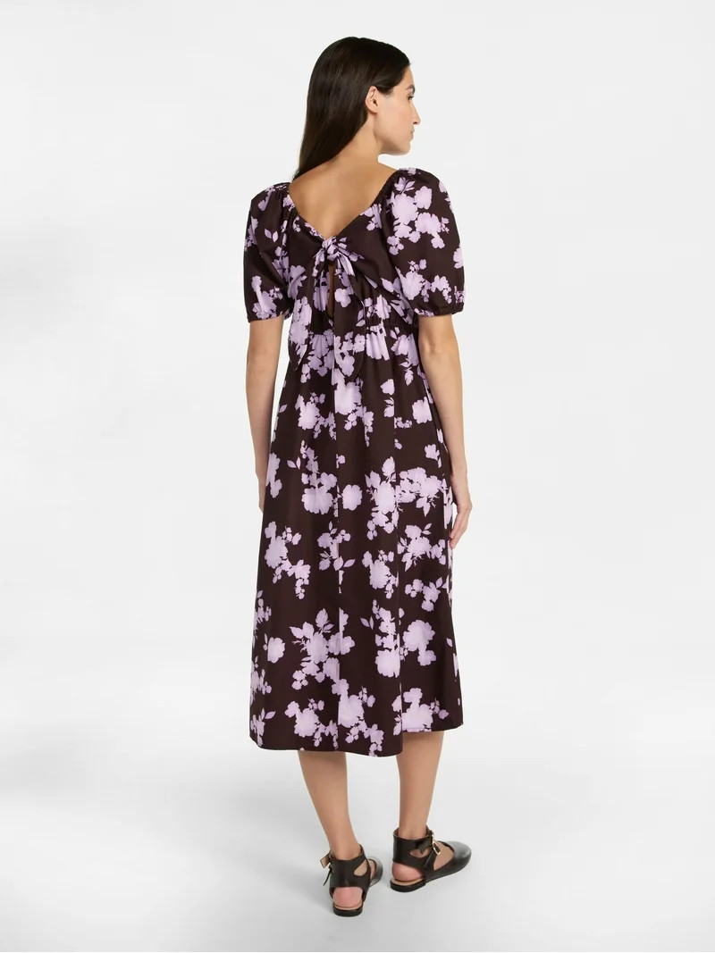 Time and Tru Women's Midi Dress with Puff Sleeves, XS-XXXL | Walmart (US)