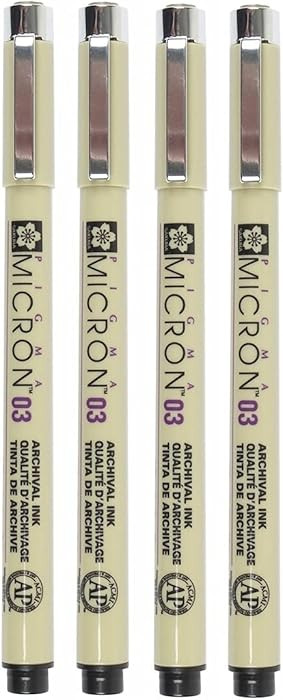 Sakura Pigma Micron 03 Black Pen 0.35mm Line Width Pack of 4 (03) | Amazon (US)