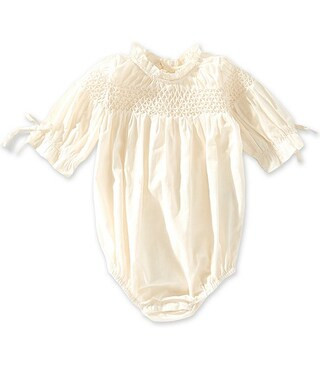 Edgehill Collection x Megan Karp Baby Girls Daphne Honeycomb Smocked Ruffle Detail Bubble Romper ... | Dillard's