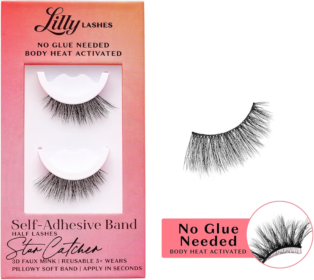 Lilly Lashes Self Adhesive Eyelashes (Half Lashes), No Lash Glue Needed, Body Heat Activated Pres... | Amazon (US)
