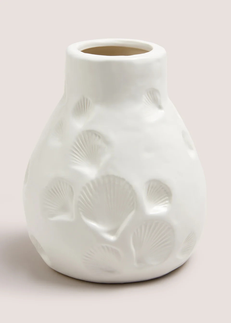 White Shell Embroidered Vase (18cm x 15.5cm x 15.5cm) | Matalan (UK)