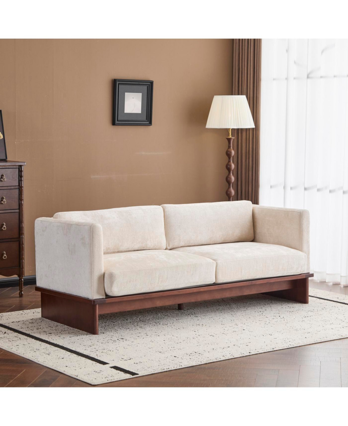 Streamdale Furniture Beige 77" Modern Boucle 3-Seater Sofa with Solid Wood Base - Beige | Macy's
