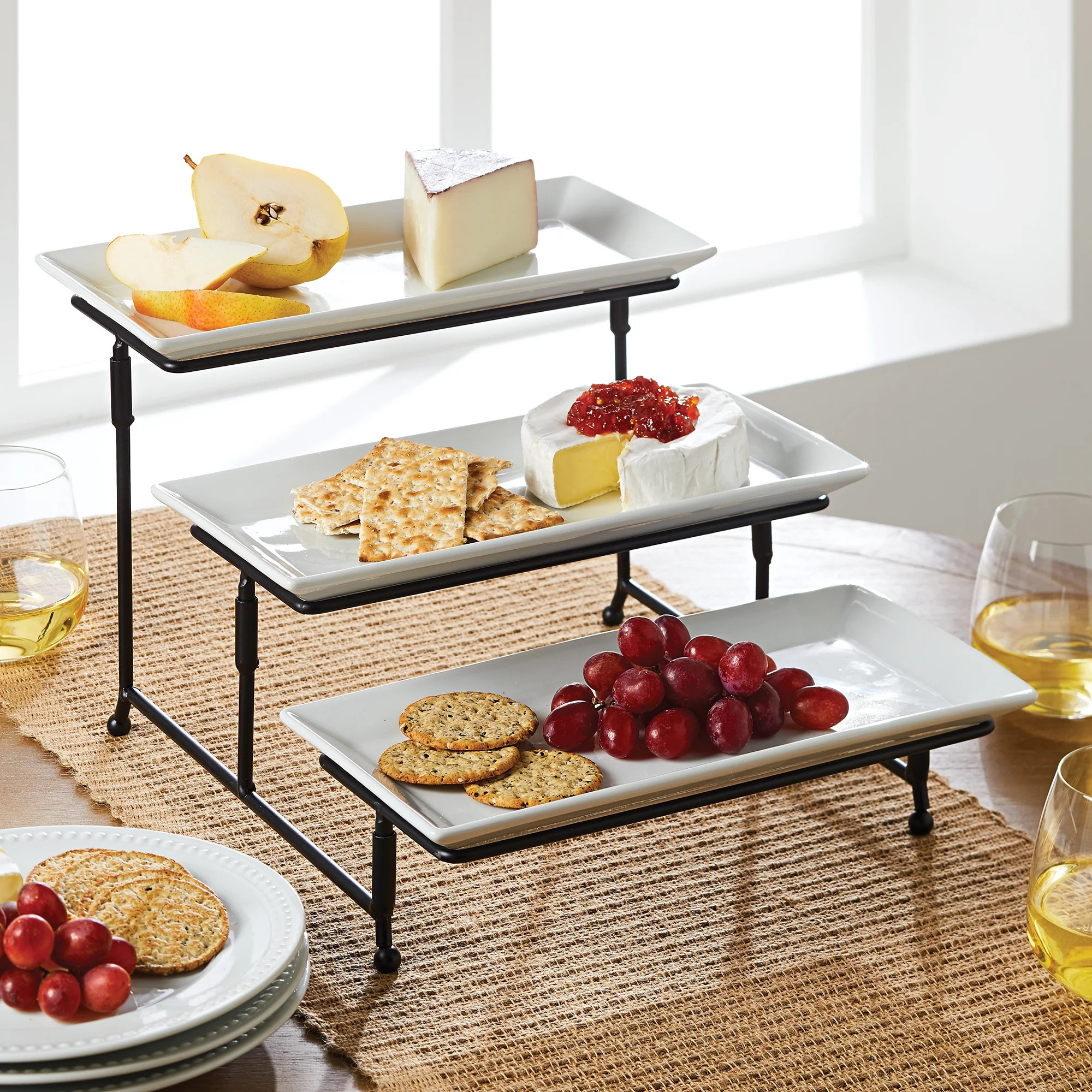 Better Homes & Gardens Porcelain Tiered Serve Set - Walmart.com | Walmart (US)