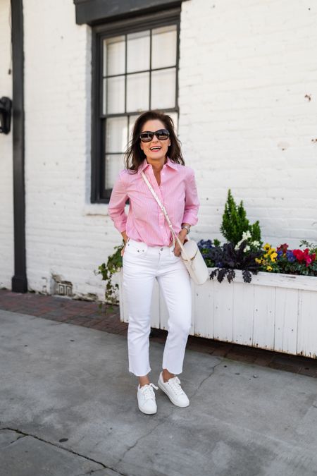 Petite spring essential…a great vertical stripe top.  Cropped white jeans that are great with sneakers.
Petite spring outfits, petite spring striped tops
#ltkpetite #petitee

#LTKshoecrush #LTKover40 #LTKSeasonal
