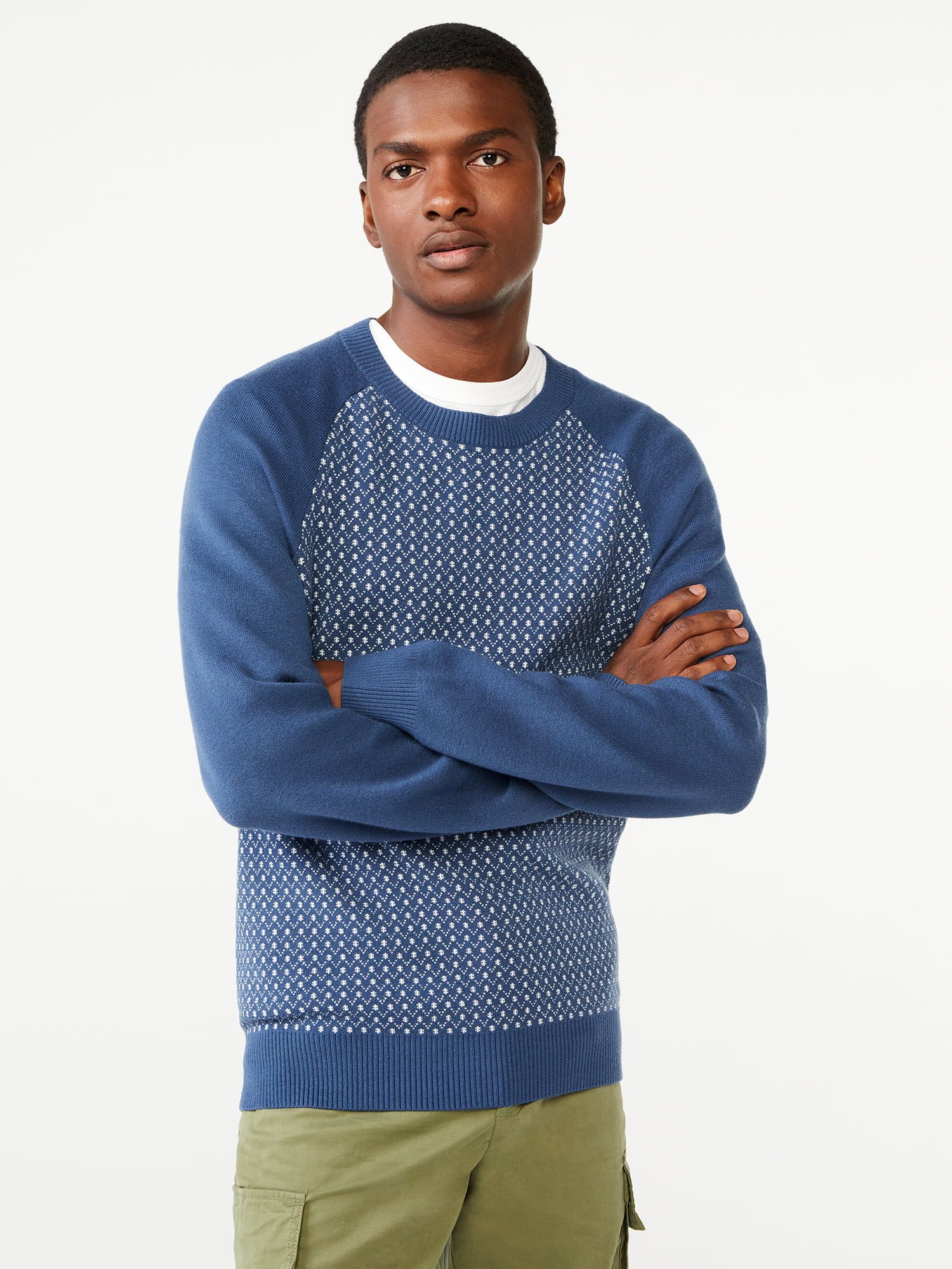 Free Assembly Men's Cashmere Touch Texture Stitch Sweater | Walmart (US)