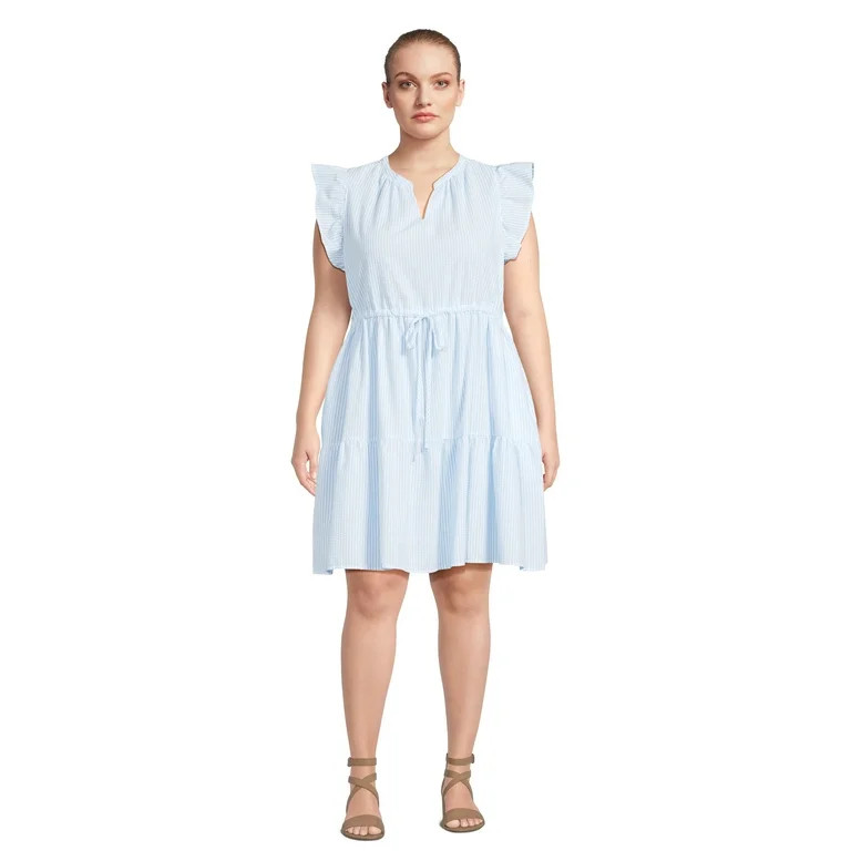 Time and Tru Women's Mini Dress with Flutter Sleeves, Sizes XS-4X | Walmart (US)